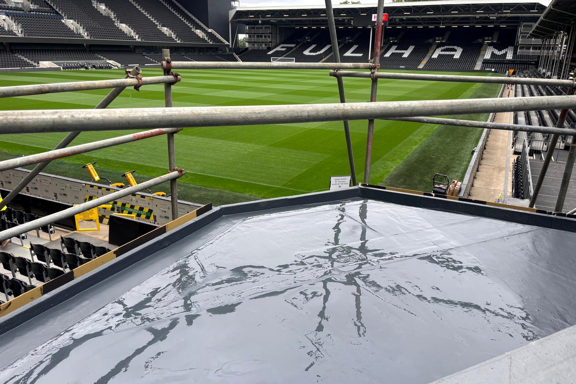 Liquid waterproofing membrane on a commercial roof