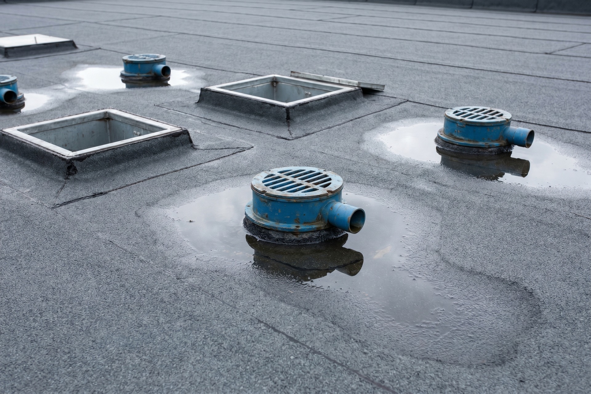 Blue roof outlet and inspection chamber