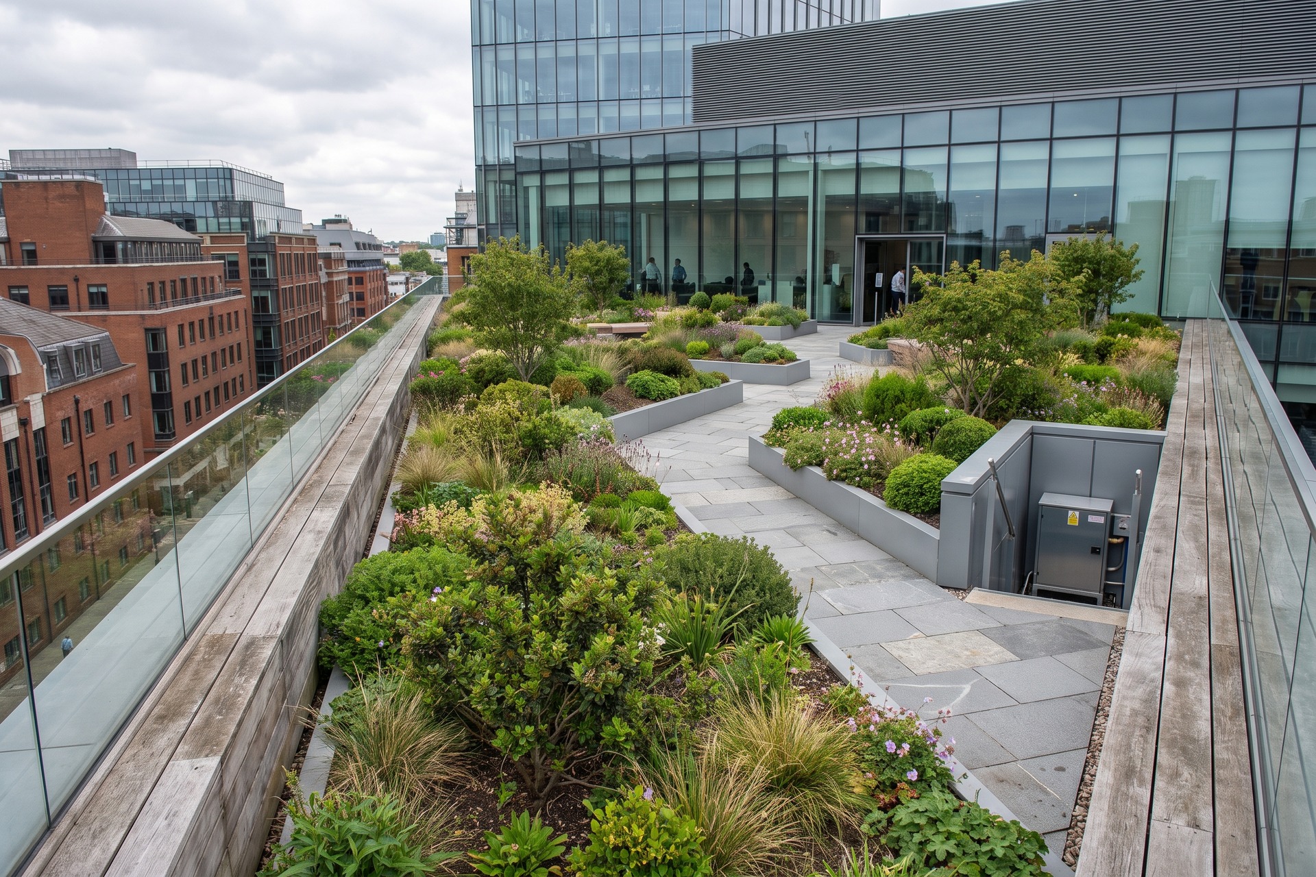 Intensive green roof with landscaped planting
