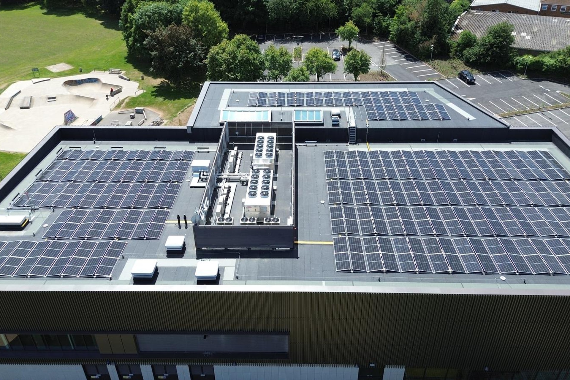 Solar PV array on commercial roof