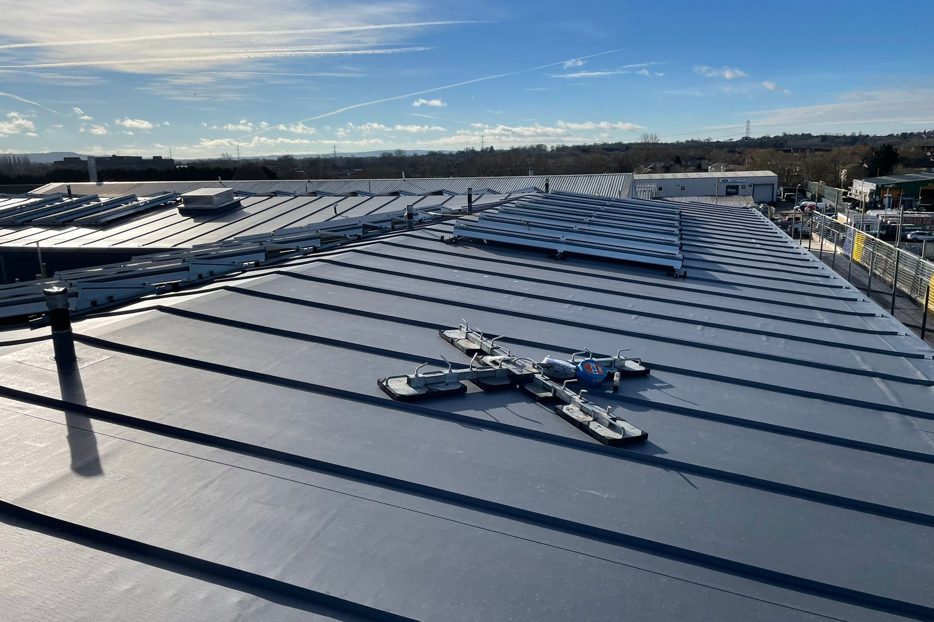 Waterproofing membrane installation on commercial roof