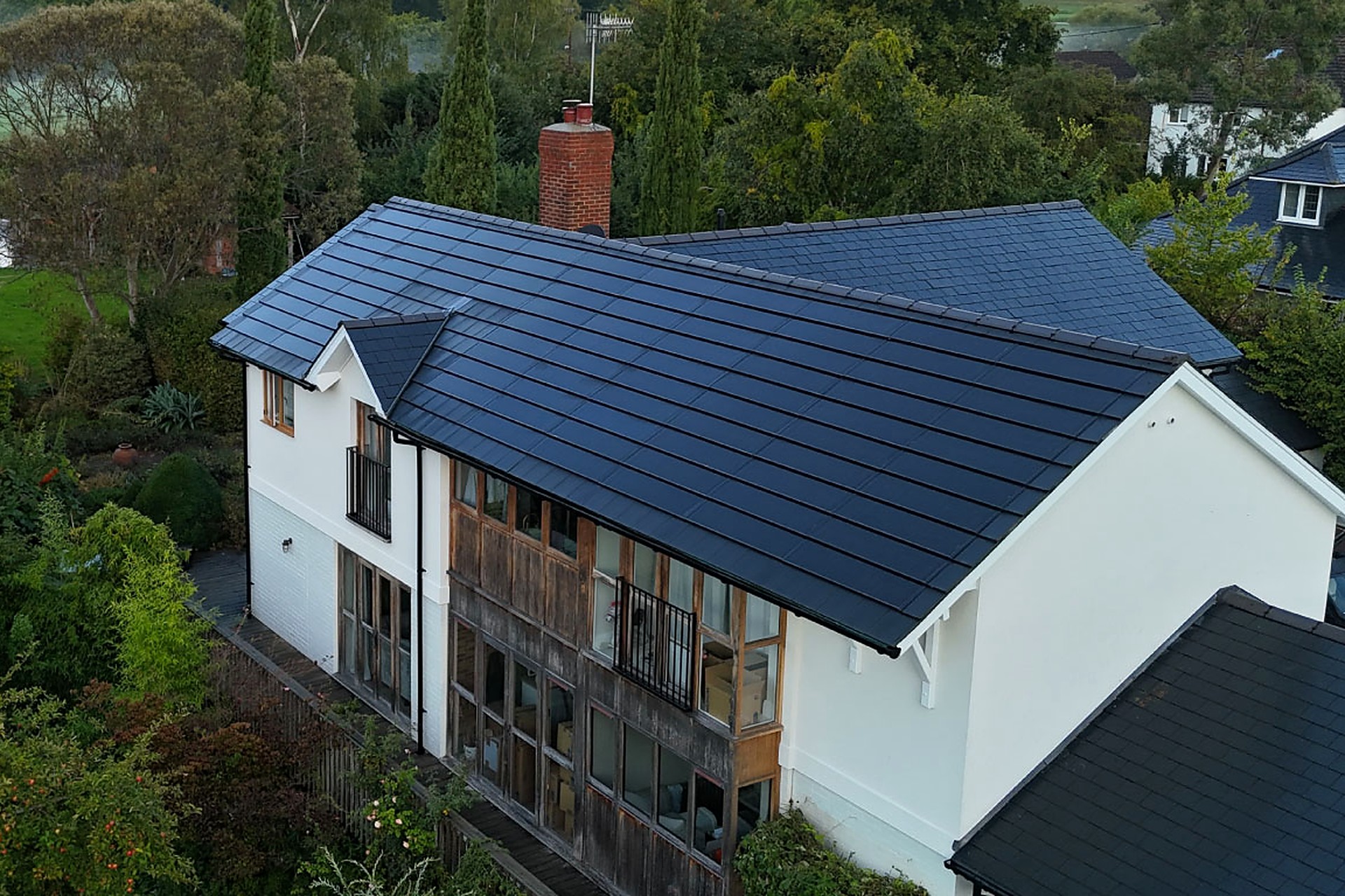 Solar tiles on a commercial roof